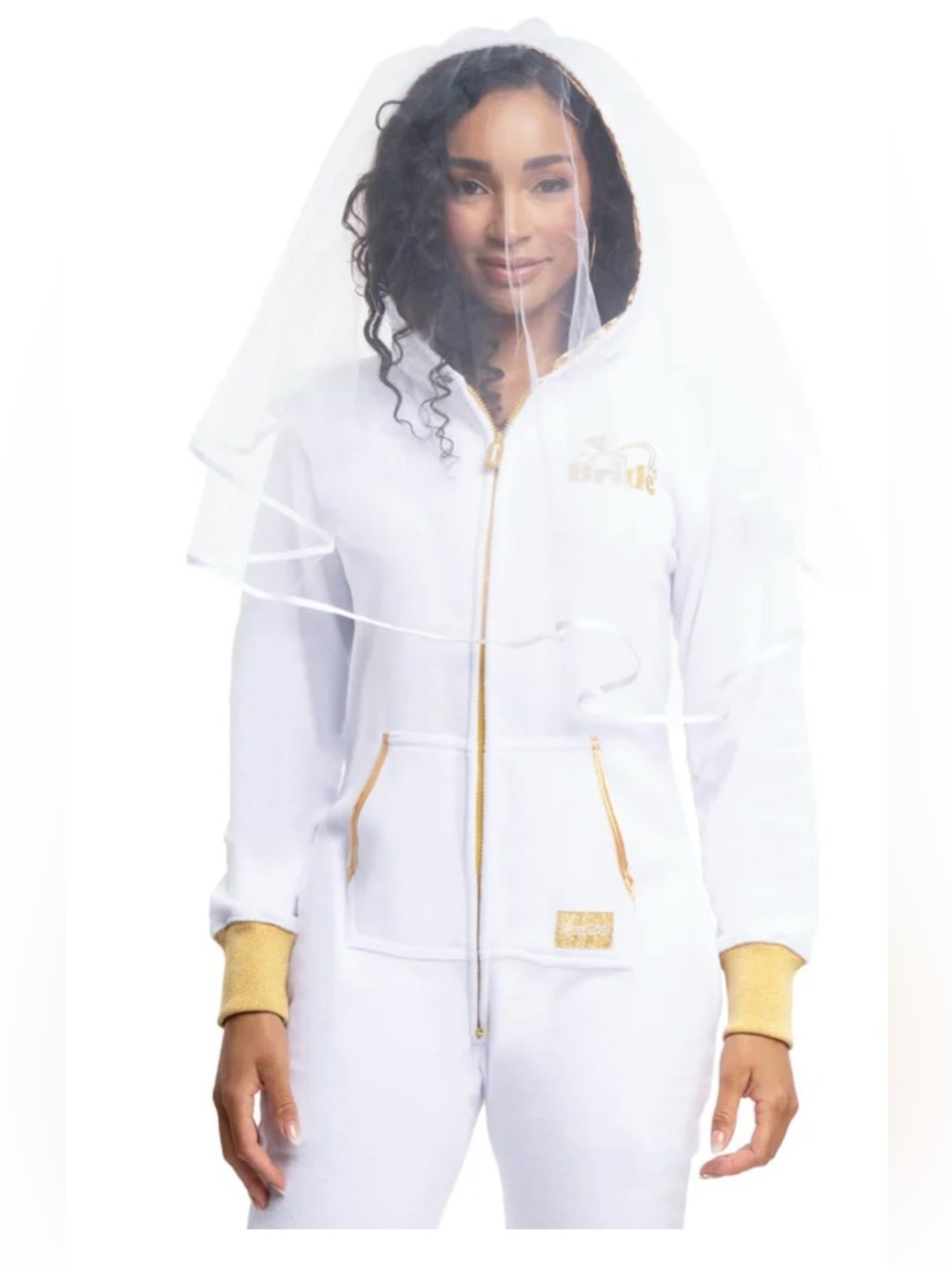 TIPSY ELVES WOMEN'S BACHELORETTE BRIDE HOODED JUMPSUIT - Picture 2 of 5